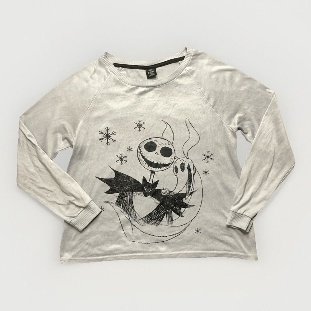 DISNEY Nightmare Before Christmas Women's Grey Jack Skellington Sweatshirt Med